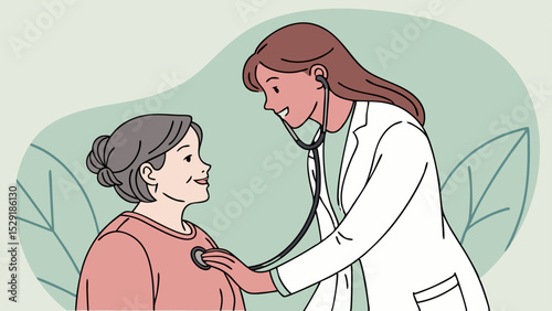 Compassionate Healthcare Doctor Examining Elderly Patient with Stethoscope, Providing Gentle Care and Support
