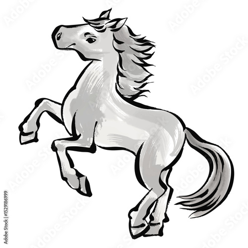 水墨画風の午年、年賀状に使える馬のイラスト素材