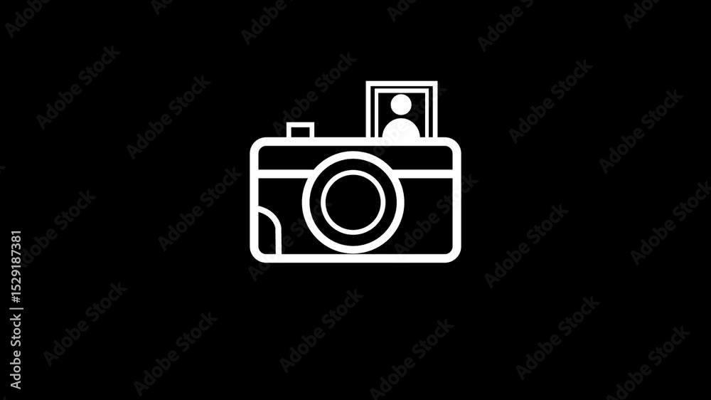 Video camera. Icon for design. Easily editable white man icon animation 4k video.