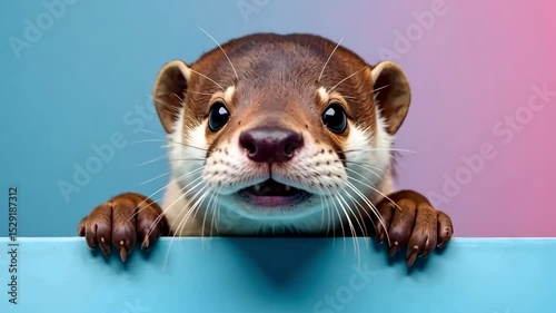 Otter portrait on a colored background- Minimalist Animal Portrait Wallpaper	