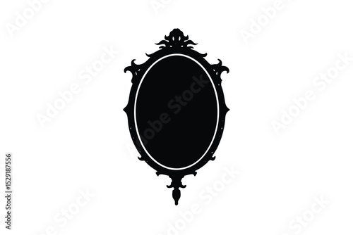 Haunted mirror with ghostly presence inside vector art illustration
