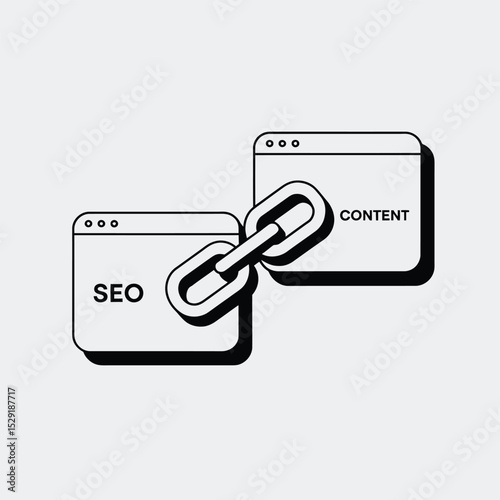 Seo and content marketing connection illustration