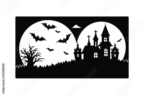 Vintage Halloween postcard theme design vector art illustration
