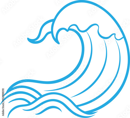 Clean and modern blue wave vector illustration. Great for ocean, beach, surf, and summer-themed designs.