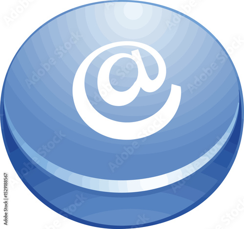 Blue At-Sign Icon: Glossy blue sphere icon featuring a prominent at-sign, symbolizing email communication in a modern digital context.