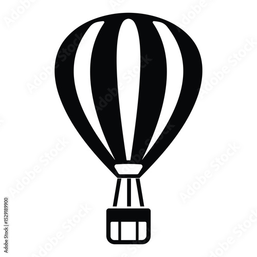Hot Air balloon icon vector design template in white background. Hot air balloon Silhouette symbol.  Flight Balloon for Travel Pictogram. Air balloon Vector Illustration.