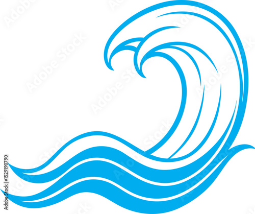 Clean and modern blue wave vector illustration. Great for ocean, beach, surf, and summer-themed designs.