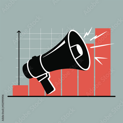 Marketing announcement boosting sales growth chart illustration