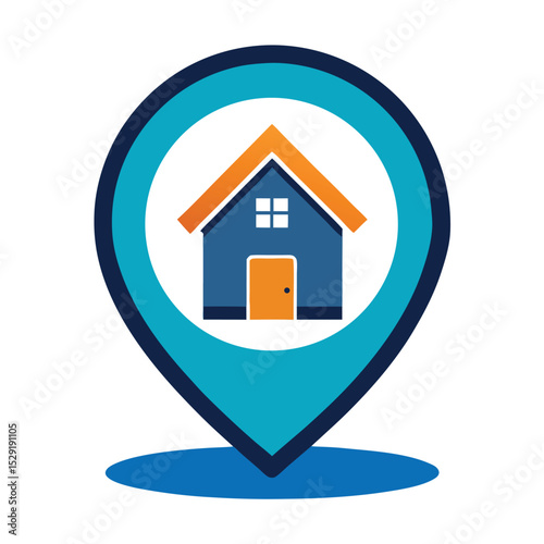 Home location pin icon in original colors isolated on white background