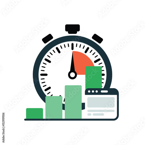 Fast website speed and performance growth chart with stopwatch