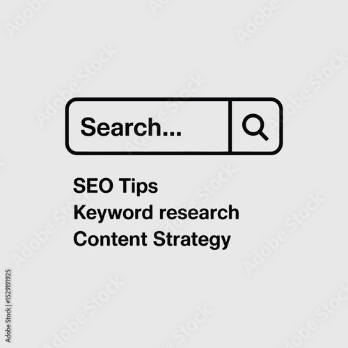 Search bar graphic seo tips keyword research content strategy