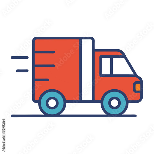 Moving truck icon in original colors isolated on white background
