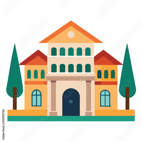Colorful villa house icon isolated on white background