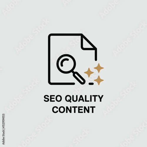 Seo quality content icon document magnifying glass stars