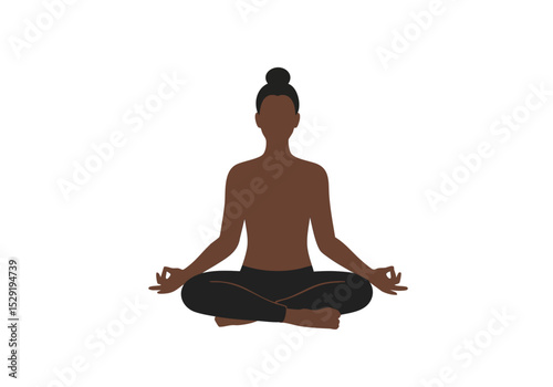 A serene woman meditates in a minimalist pose. Soft, neutral tones and a simple composition create a calming visual. Ideal for wellness and mindfulness content.