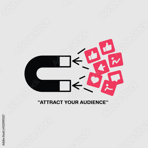 Attract your audience magnet social media marketing strategy illustration