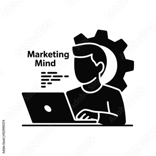 Marketing mind strategic planning businessman laptop gear