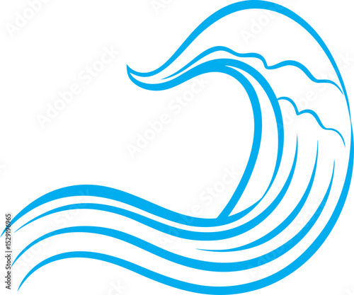Clean and modern blue wave vector illustration. Great for ocean, beach, surf, and summer-themed designs.