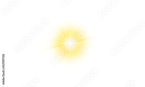 Golden star sparkle light isolated on transparent background. Glowing sunlight, lens flare, shining flare rays, glitter sparkle, glowing starburst, PNG design elements