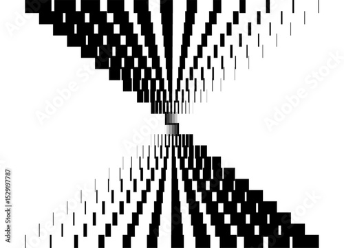 Technological Vector pattern of black pixels on a white background. Modern design element. Vector digital background for covers, advertising, posters. Abstract tornado