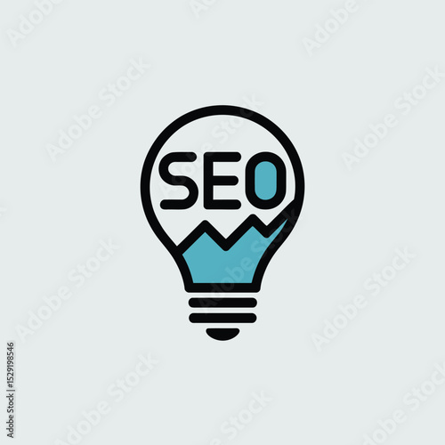 Seo optimization idea lightbulb graphic for website and marketing