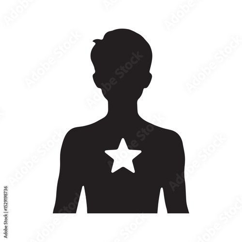 Silhouette of Stardom: A striking silhouette of a person features a star symbol, symbolizing aspiration, ambition, and the pursuit of greatness.