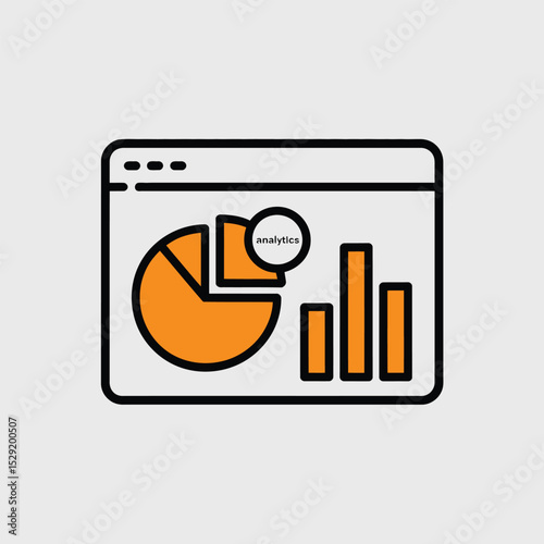 Website analytics dashboard icon pie chart bar graph data visualization