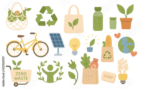 A Collection of Zero Waste and Sustainable Lifestyle Items Illustrating Eco Friendly Practices Concepts