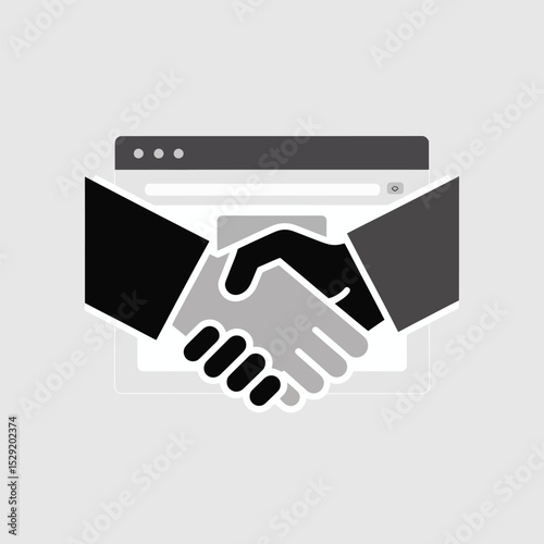 Online business deal handshake agreement partnership icon