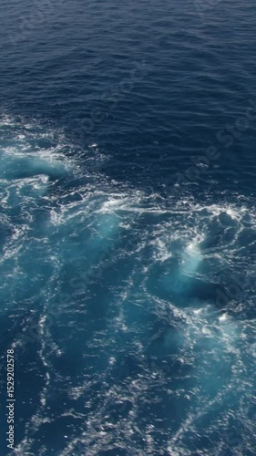 Gentle waves ripple across the surface, stirred by a passing ferry. Vertical