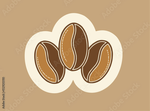Coffee Beans Illustration on Beige Background