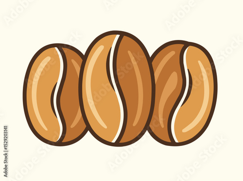 Coffee Beans Illustration on Beige Background