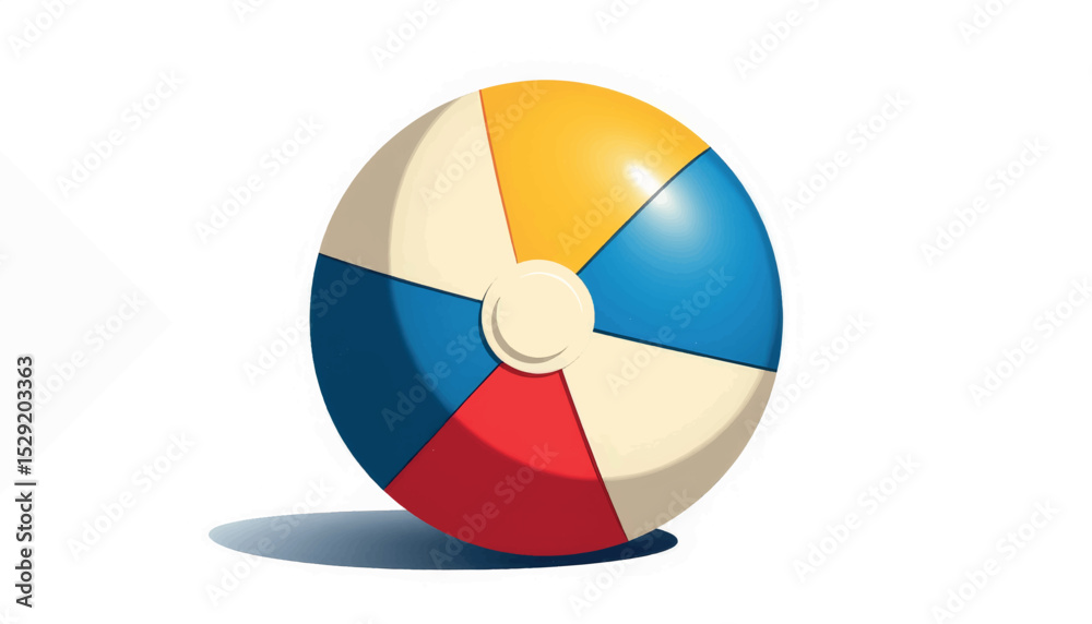 Obraz premium Colorful beach ball illustration on white background, playful summer concept