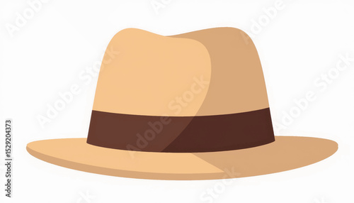 Classic fedora hat illustration on white background, minimalistic design