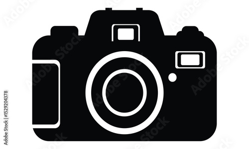A vintage silhouette of a camera, black and white, high contrast, vector style 9