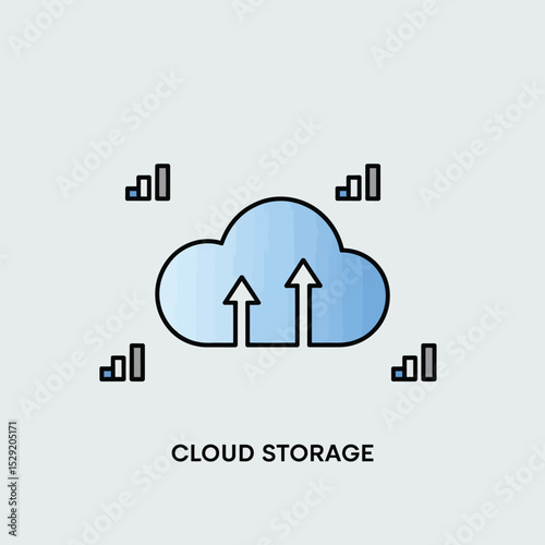 Cloud storage data upload icon illustration graphic design