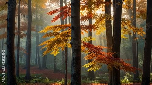 Autumn Woods and Vibrant Leaves