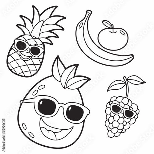 Smiling fruits in sunglasses vector illustration