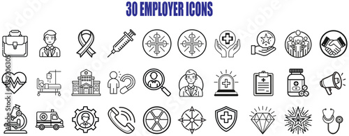 30 employer branding icons editable stroke outline design isolated on white background