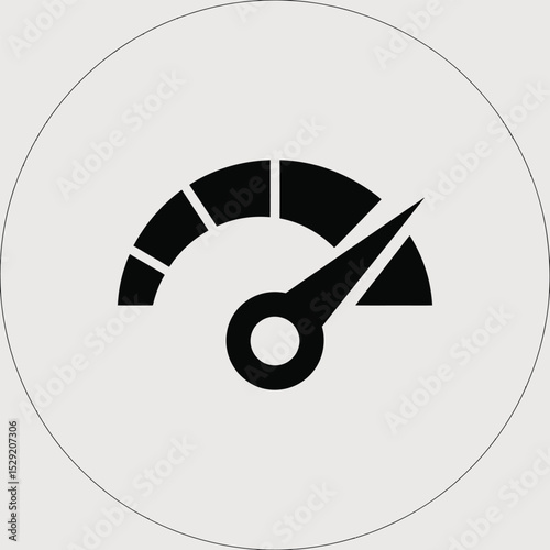 Simple black speedometer gauge icon in circle high resolution graphic design element