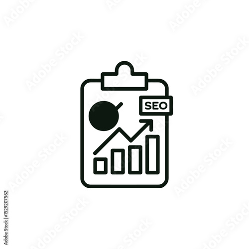 Successful seo strategy report clipboard icon graphic