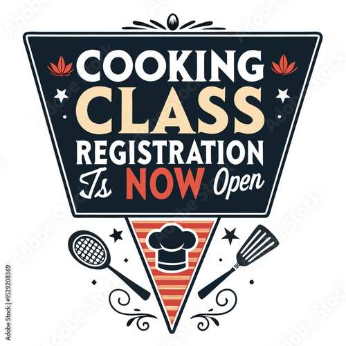 Design a retro diner-style poster advertising a cooking class.  Include vibrant colors, vintage fonts, and appetizing food illustrations.