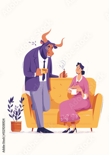 Elegant Dialogue: A stylized image portrays a composed figure engaged in an intimate conversation. The scene is charged with a sense of mystery.