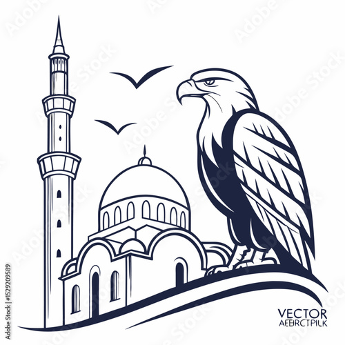 Silhouette of a mosque with domes and minarets representing iconic architecture in Istanbul and other cultural landmarks