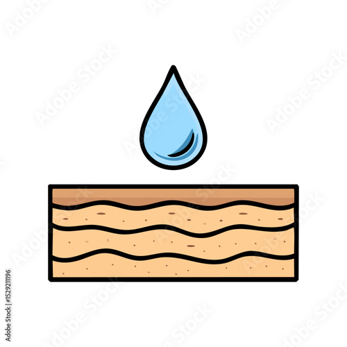 Water absorbent icon. Skin deep hydration symbol. Vector illustration isolated on white background.
