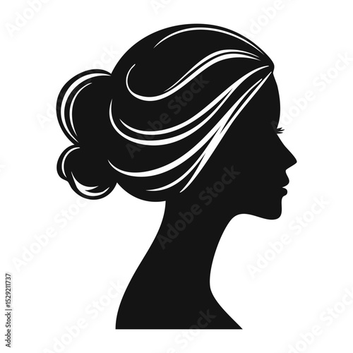 Vector illustration of woman wit hair silhouette. Side view of woman with natural hair.