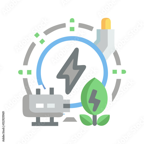 New energy solution icon set solar, energy, wind, biomass, geothermal, hydropower, renewable, sustainable, efficiency, wave, eolic, battery, storage, grid, turbine, hydrogen, and generator icons