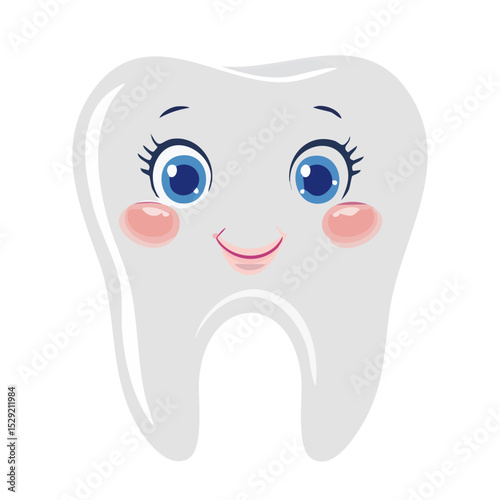 Cute bright cartoon character. Dental care concept.
