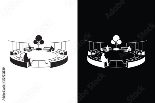 Plaza icon vector on White Background ,Vector Art Illustration on white background.