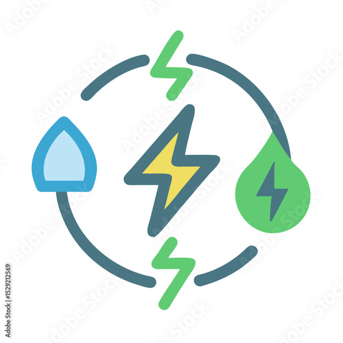 New energy solution icon set solar, energy, wind, biomass, geothermal, hydropower, renewable, sustainable, efficiency, wave, eolic, battery, storage, grid, turbine, hydrogen, and generator icons